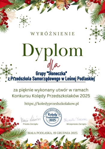 Słoneczka dyplom